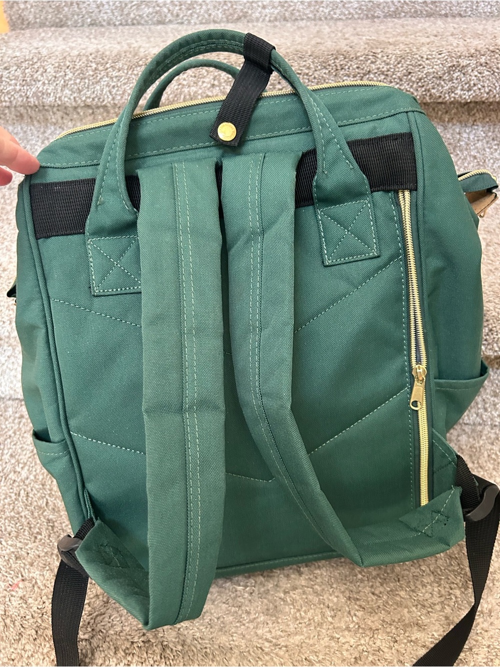 Himawari Laptop Backpack. Large USB charger. Travel. Work. School. Gold details. - Picture 6 of 12